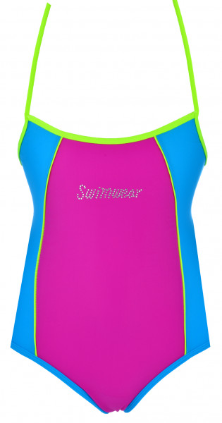 Mädchen Badeanzug Einteiler Schwimmanzug Badekostüm verstellbare Träger 98-140