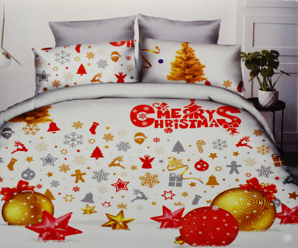 3-tlg. Weihnachtsbettwäsche Bettwäsche-Set 160 x 200 cm Bettgarnitur Baumwolle